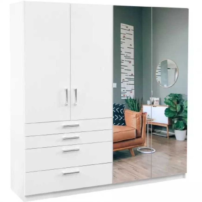 Pekos Lux 200x210x60 Nowa biała szafa z lustrem