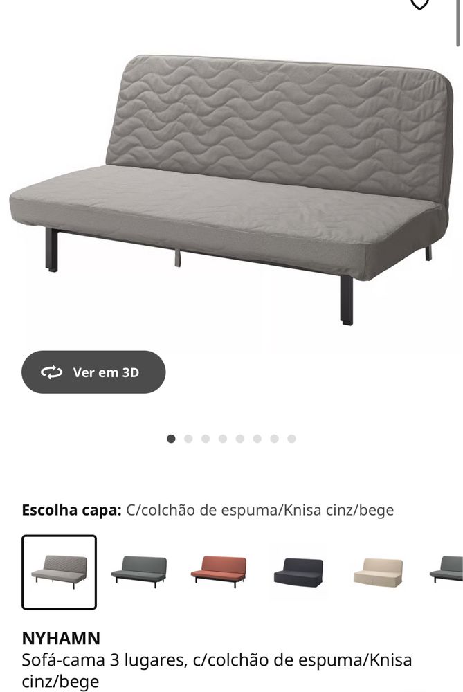 Sofá-cama IKEA em cinza - 2m