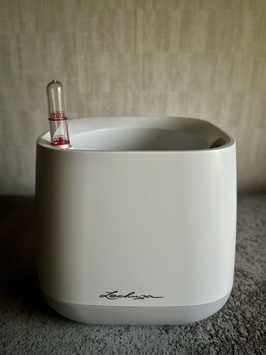 Doniczka Lechuza Yula biała szara na zioła bazylię hydroponika 17 cm