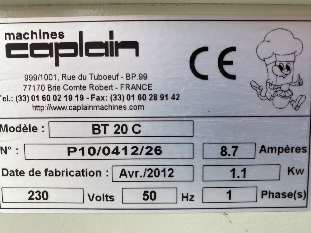 Caplain Machines BT20C Planetary Mixer 20L