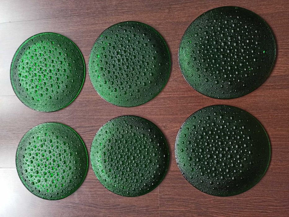Talerze asteroid szmaragd PRL, zestaw 6 sztuk. HSG Ząbkowice