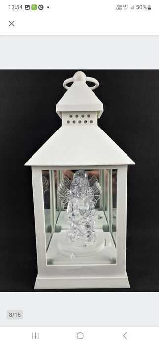 Lampion z aniołkiem świecący na Baterie na grób