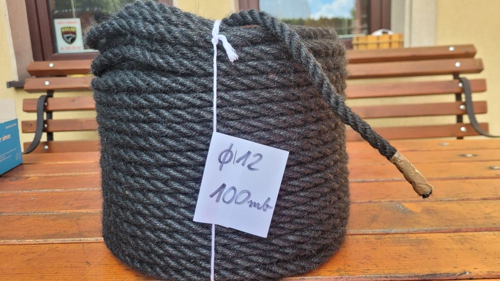 Lina jutowa 24mm 10 M czarna  Nowość ! sznurek jutowy czarny gruby 24H