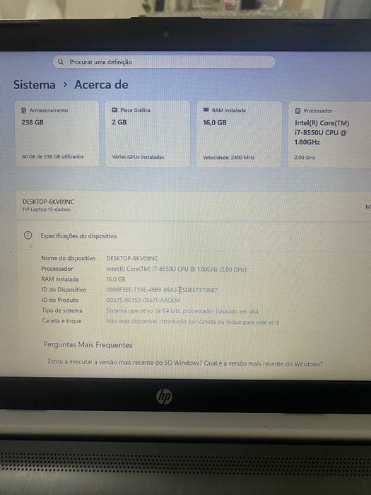 Hp laptop 15 I7 Geforce Nvidea