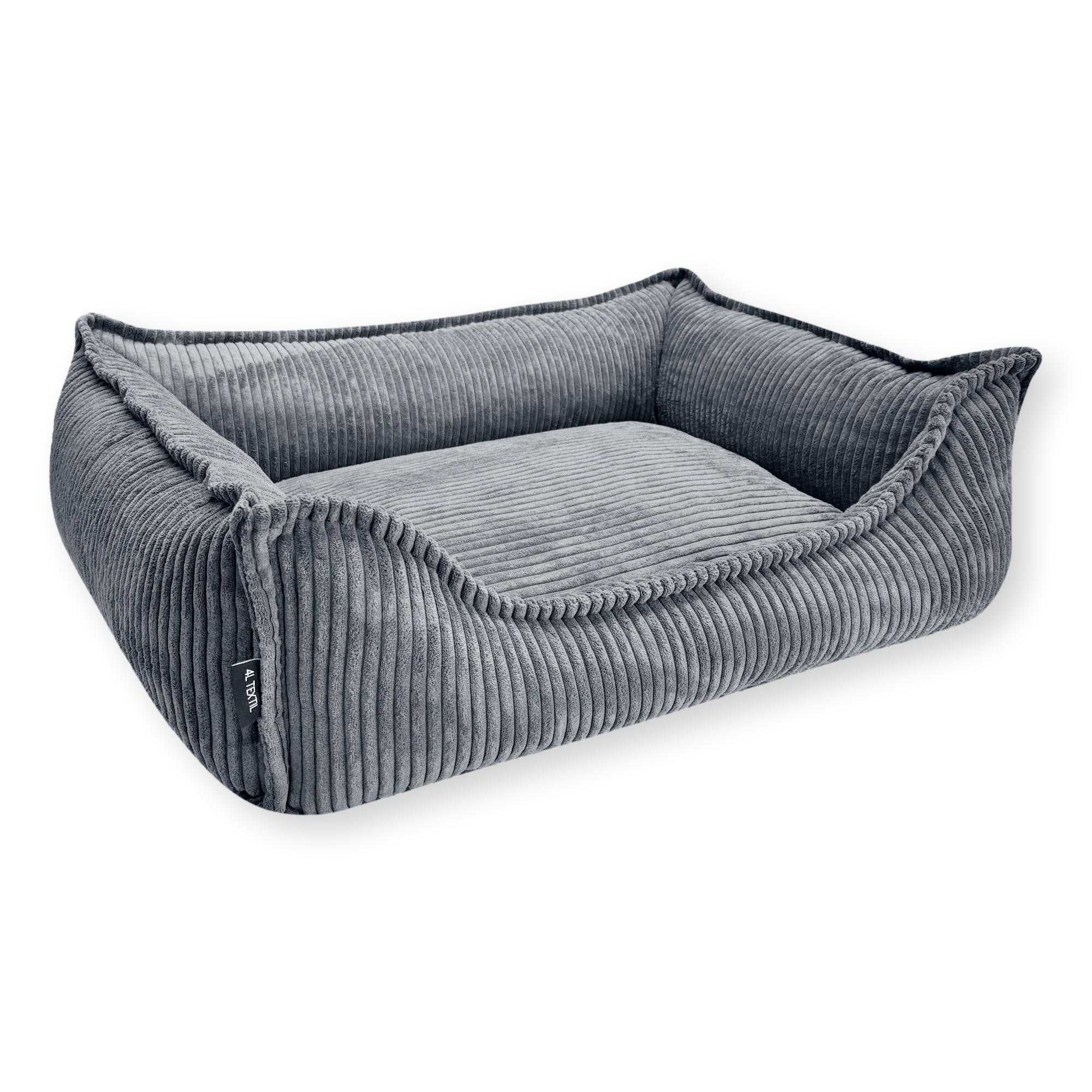Seria PREMIUM - sztruksowe legowisko HUGO (80x60 cm, Grafit)