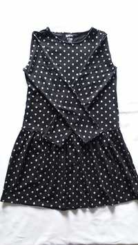 Sukienka czarna w srebrne brokatowe kropki rozm. 170/176 Tchibo