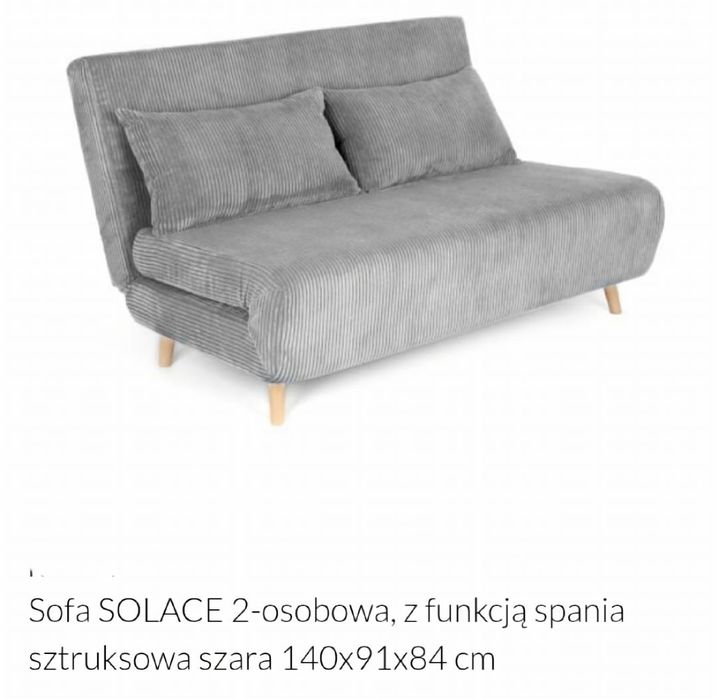 Sofa Solace, funkcja spania, 140x91x84, sztruksowa, szara, Homla