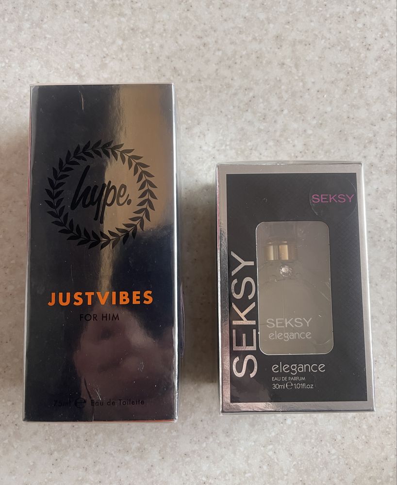 Парфуми чоловічий Hype justvibes for him, жіночий Seksy elegance.