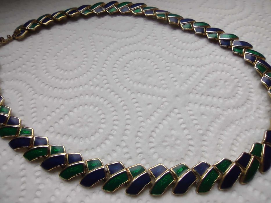 Stary piękny naszyjnik kolia emalia cloisonne