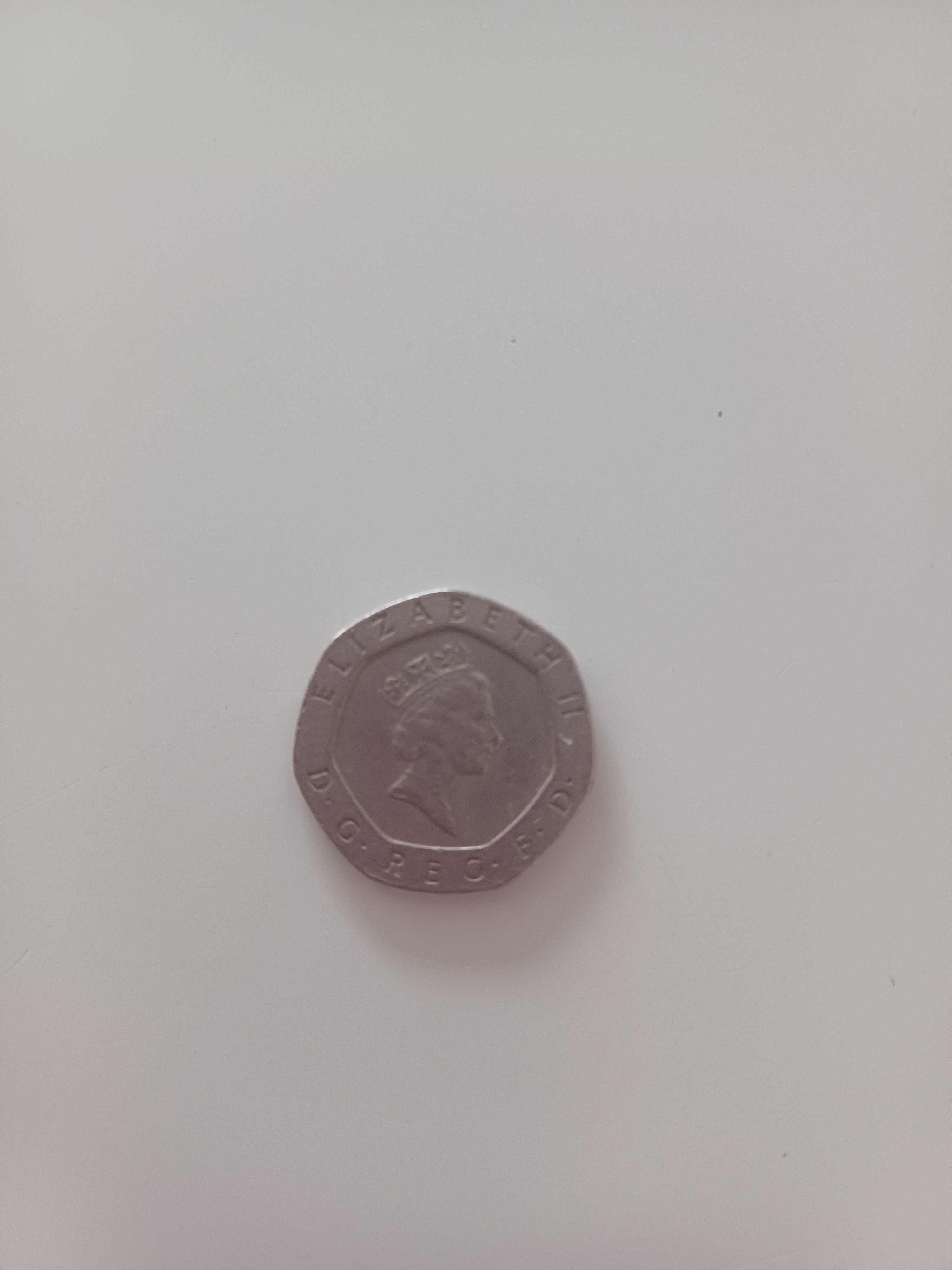 Brytańska moneta z 1985 20 pensów