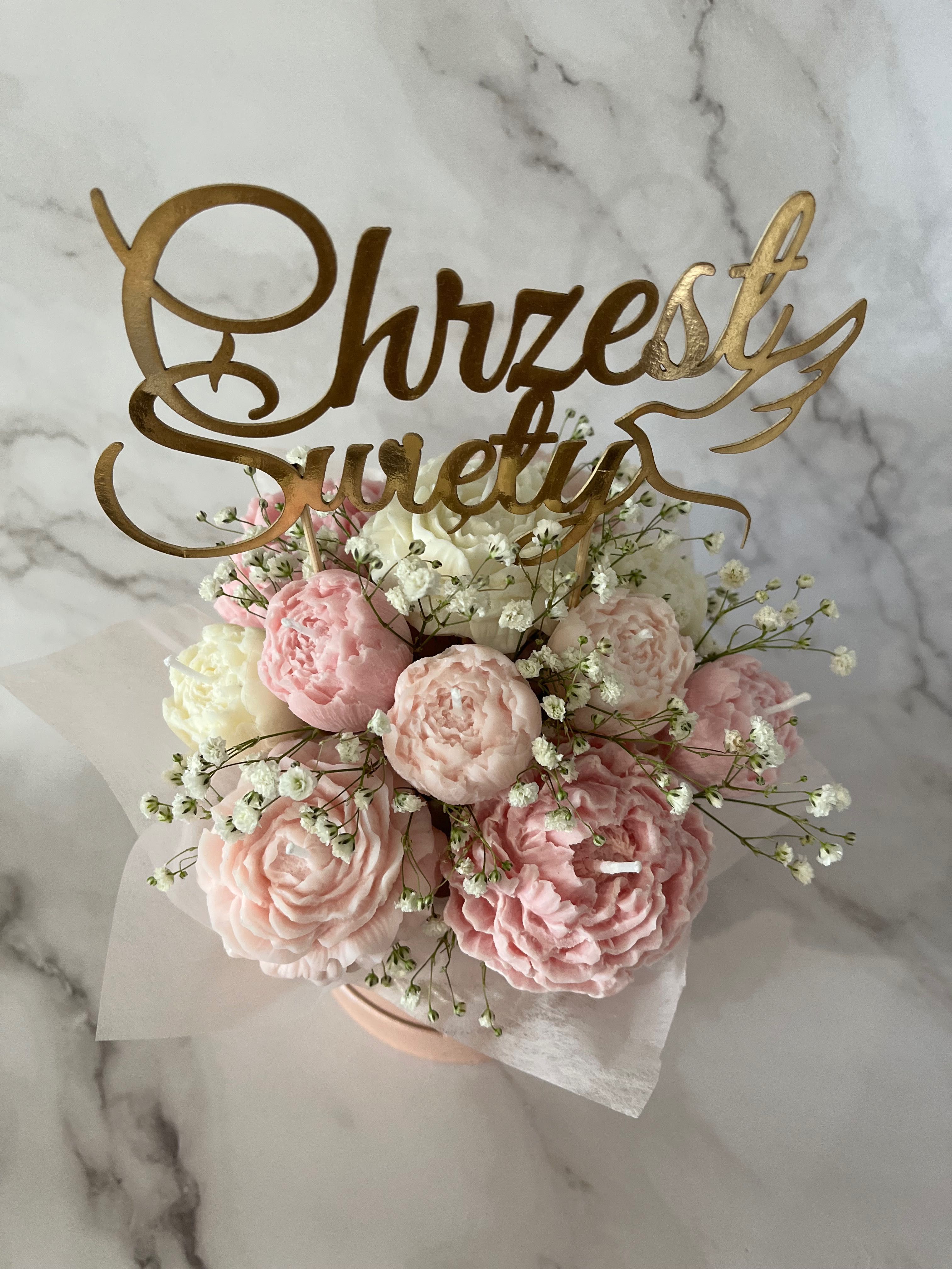 Flower box ze świec sojowych prezent chrzciny urodziny