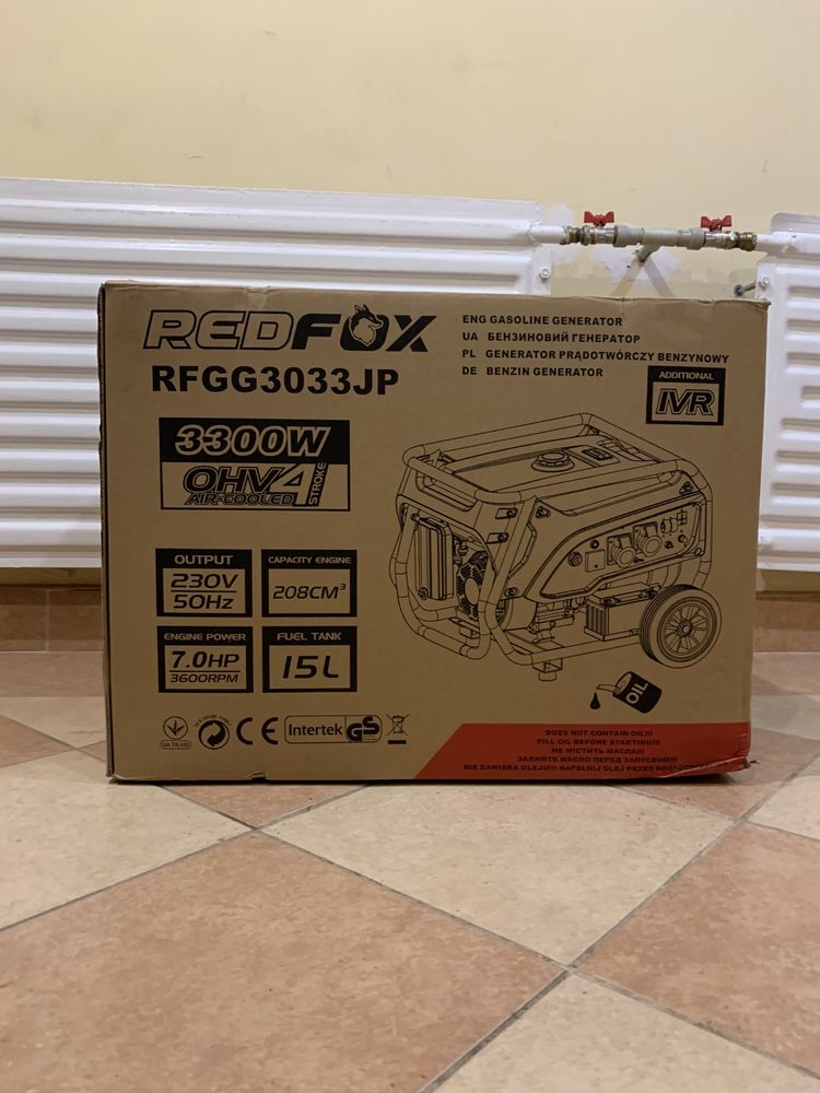 Генераторы 3.3 и 2.5 и 5.5 и 7 кВт Red Fox Газовый баллон в подарок.