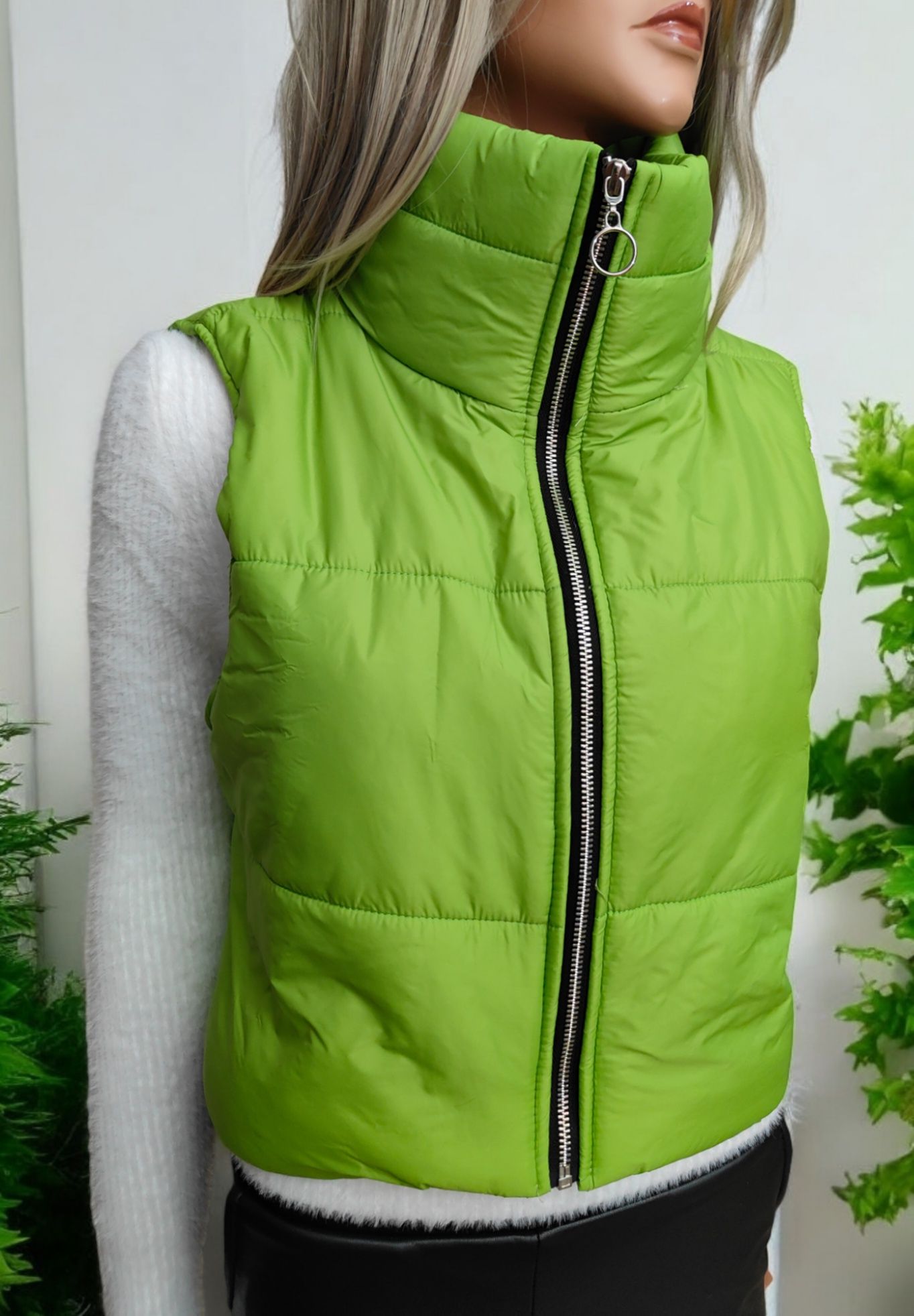 Bezrękawnik damski pikowany zielone jabłuszko L/XL