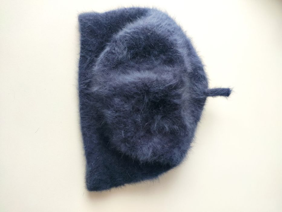 Beret angora bule jeans niebieski