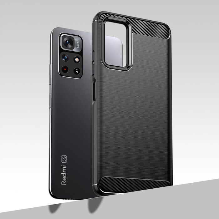 Carbon Case elastyczne etui pokrowiec Xiaomi Redmi Note 11 czarny
