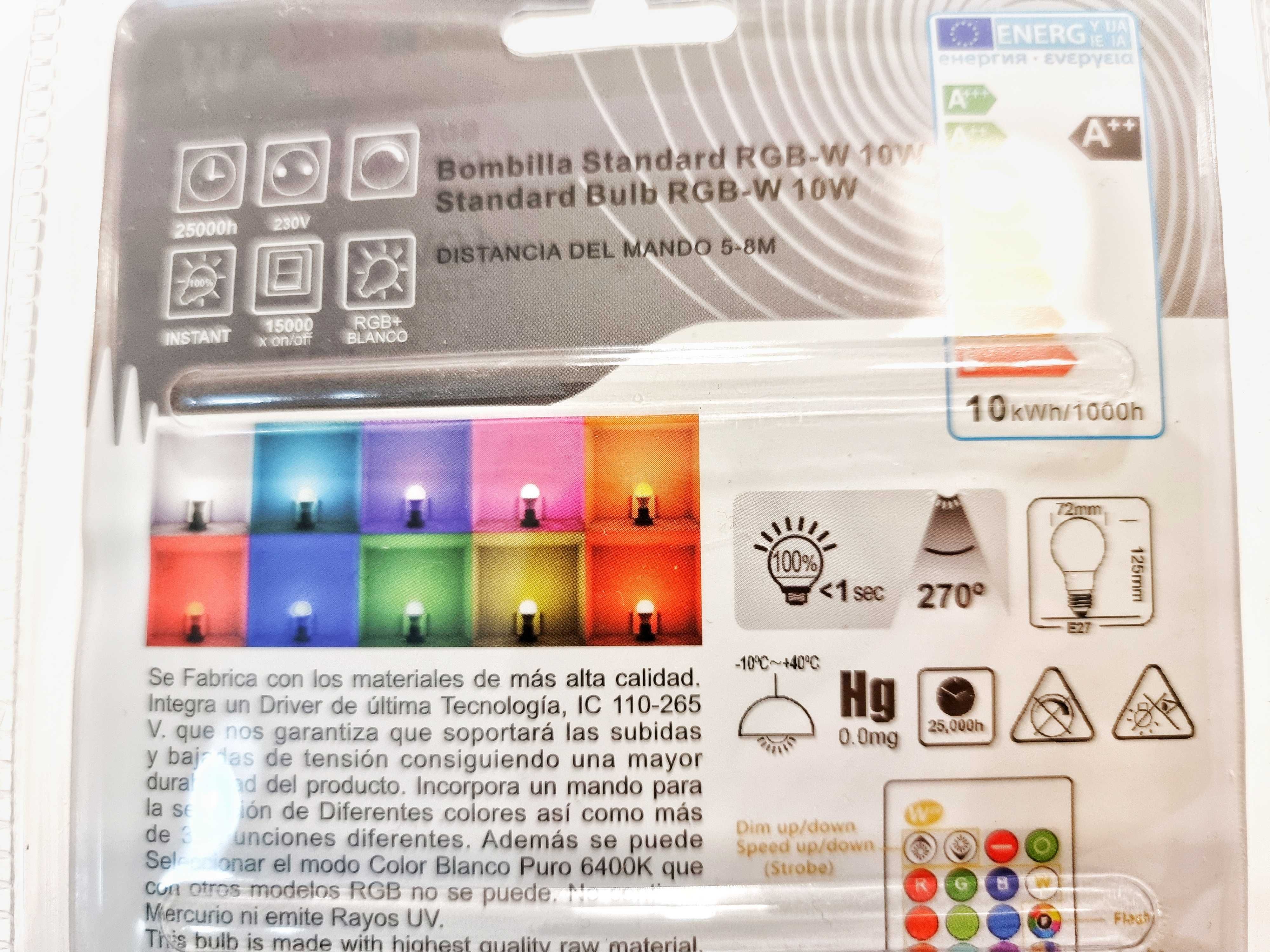 3 Lâmpadas LED 10W RGB Controlo Remoto Regulável E27