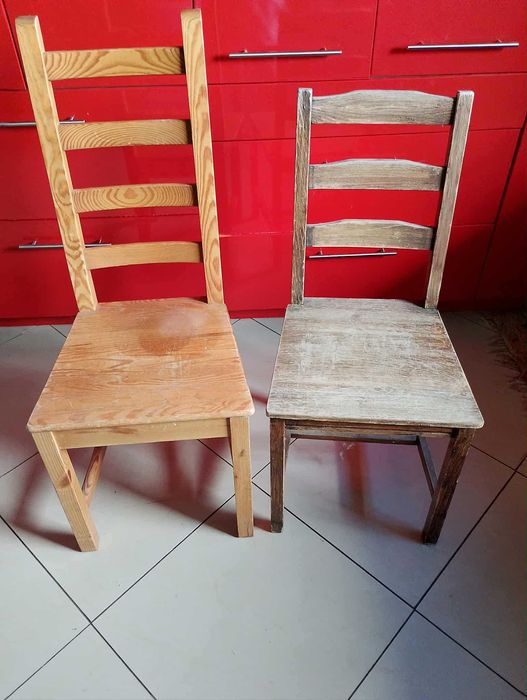 Taboret i krzesło drewniane -mocne - stabilne .