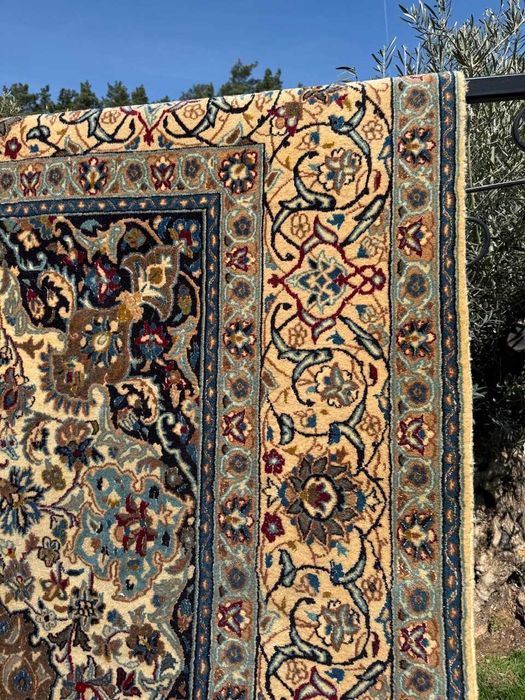 Kaszmirowy z jedwabiem dywan perski Iran Nain 350x200 galeria 26 tys