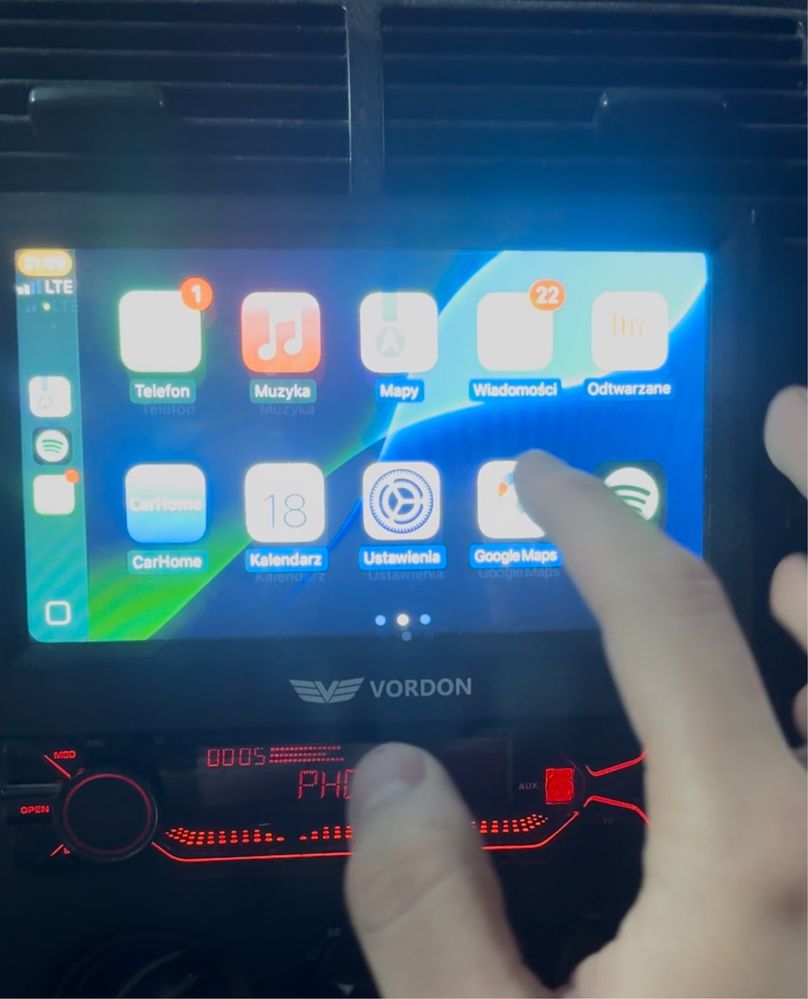 Radio samochodowe 1 DIN Vordon HT-520 Apple CarPlay Android Auto