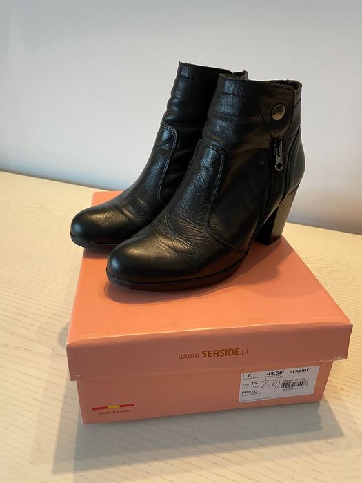 Botins pretos da Seaside em pele genuína - 36