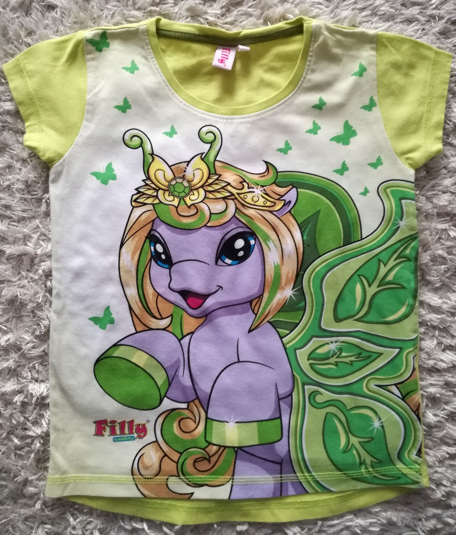 Śliczny dziewczęcy t-shirt konik pony, rozmiar 128/134