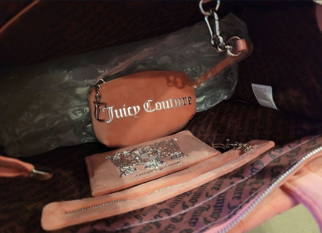 Torebka Damska Shopper Bag Welurowa Juicy Couture