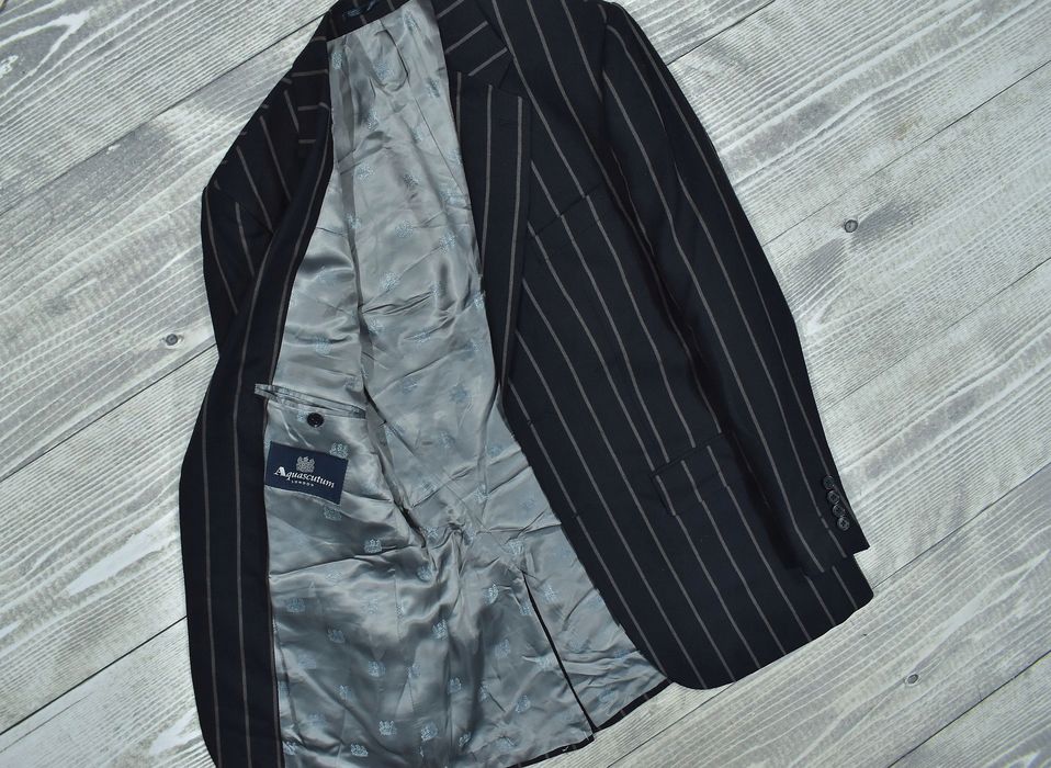 Aquascutum Wełniana Marynarka W Paski 42R / 52