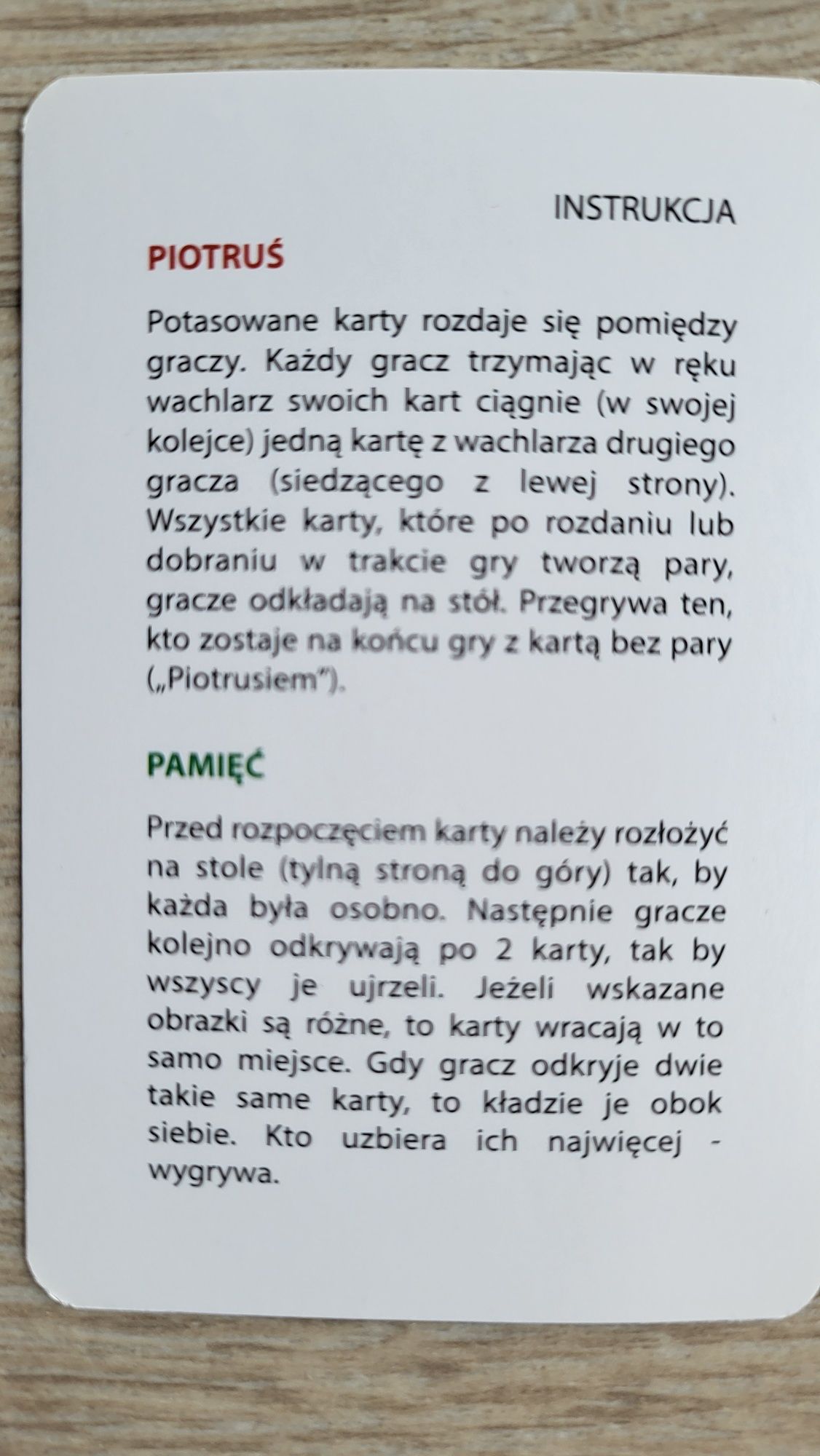 2 gry karciane Piotruś i Pamięć (memo) konie
