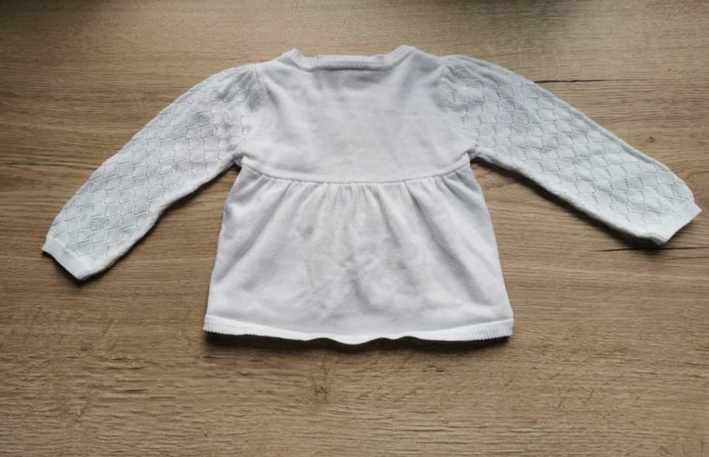 Biały sweter 74 chrzest, komunia, wesele