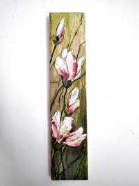 Magnolia Kwiaty na desce płótno Farby olejne Struktura 3D