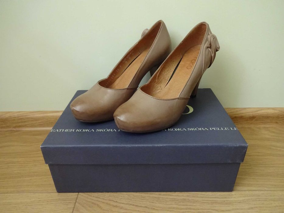 Ryłko 35 czółenka, jasny brąz, skóra