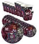 Kubki kubeczki talerzyki urodzinowe zestaw Monster High 32 sztuki
