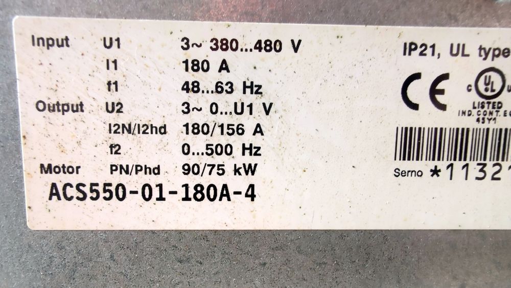 Falownik ABB ACS 550 do silnika 75 kW 90 kW 01-180A-4 ACS550 156A