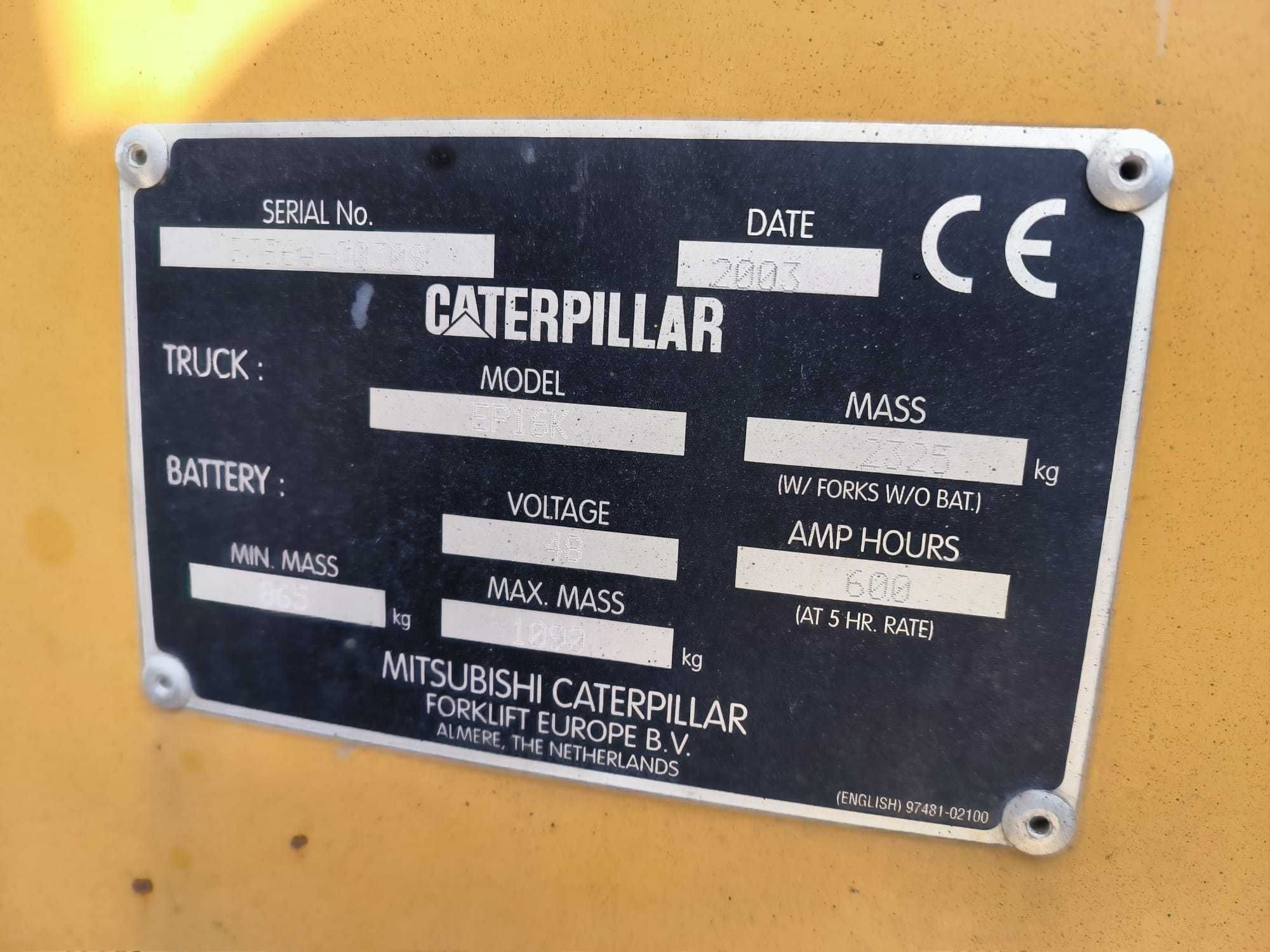 Wózek widłowy paletowy Caterpillar Cat  model EP16K z roku 2003.