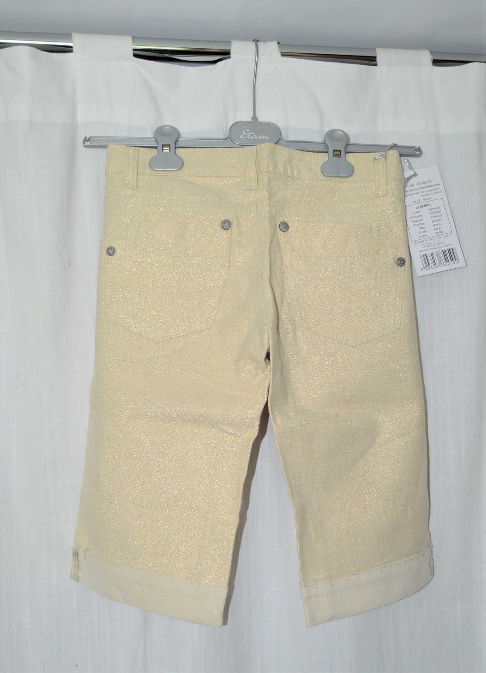 beżowe bermudy spodenki szorty jeans złote kremowe nude 34 xs dżinsowe