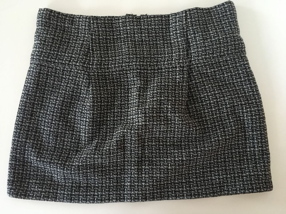 Spódnica wełniana krótka krata zamek ciepła na zimę klasyczna Vintage