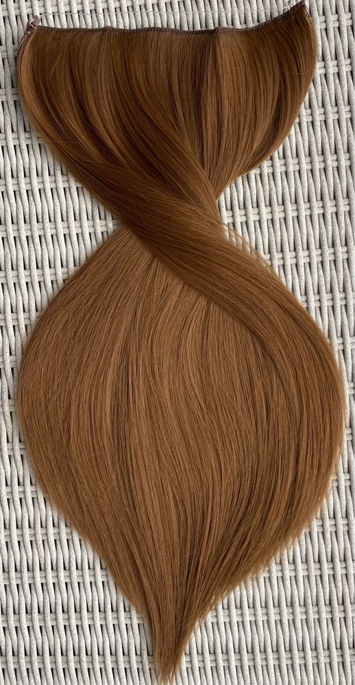 Włosy doczepiane, zloty kasztanowy brąz, włosy na żyłce ( 416 )