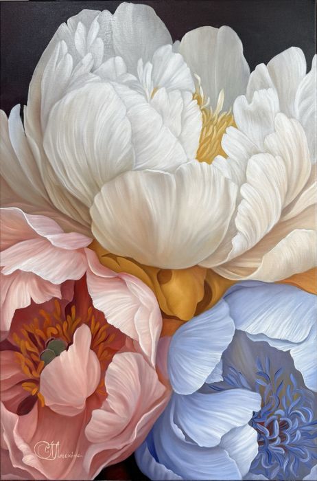 Картина живопис пион квіти