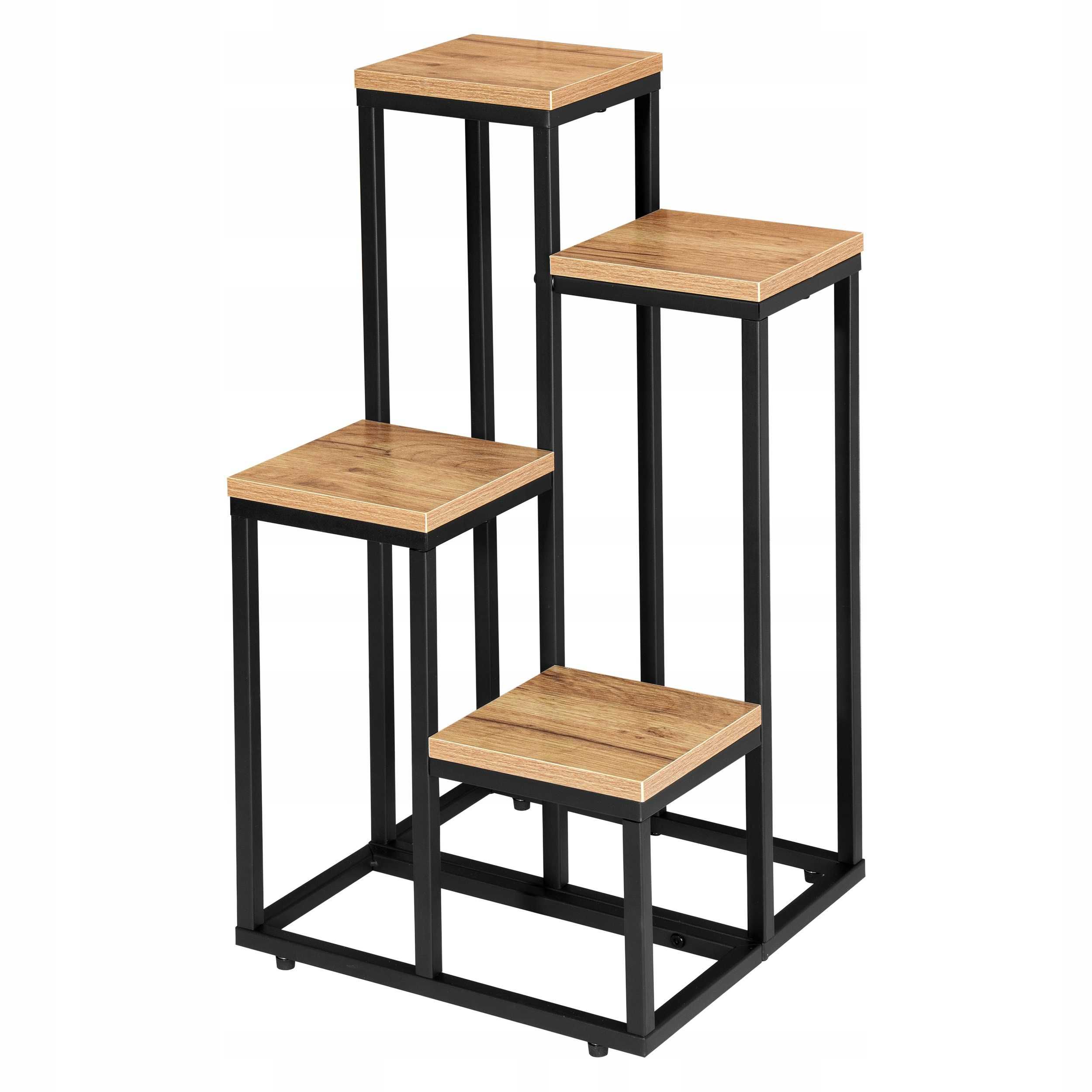 Kwietnik stojący metalowy stojak na kwiaty regał z półkami 68 cm