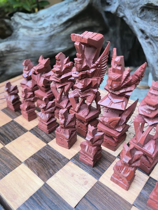 Szachy z Bali, rękodzieło, rzemiosło balijskie, tryktrak UNIKAT