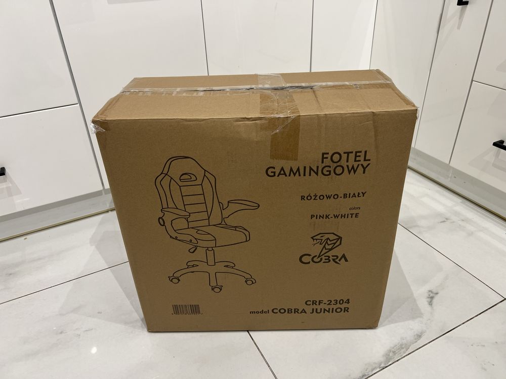 NOWY Fotel biurowy Cobra Junior PRO biało różowy dziecięcy