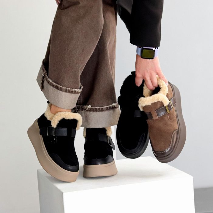 Жіночі шкіряні зимові черевики в кольорах