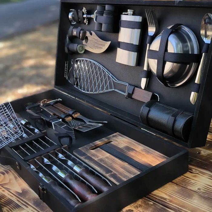 Акція! Подарунок преміум-набір шампурів у дерев’яному кейсі  шампура