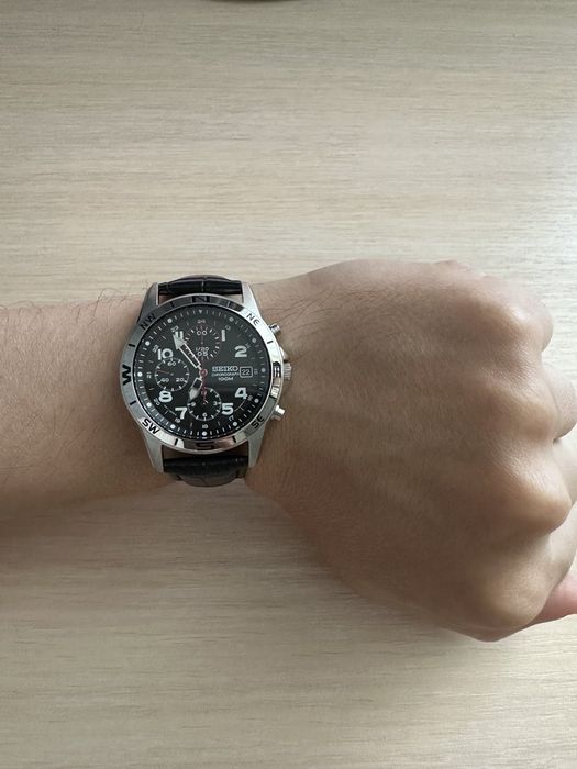 Seiko оригінальний  годинник  кварцовий армійський хронограф