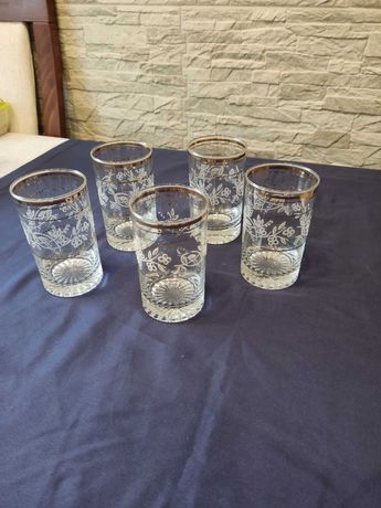 5szt szklanki nakrapiane zdobione prl