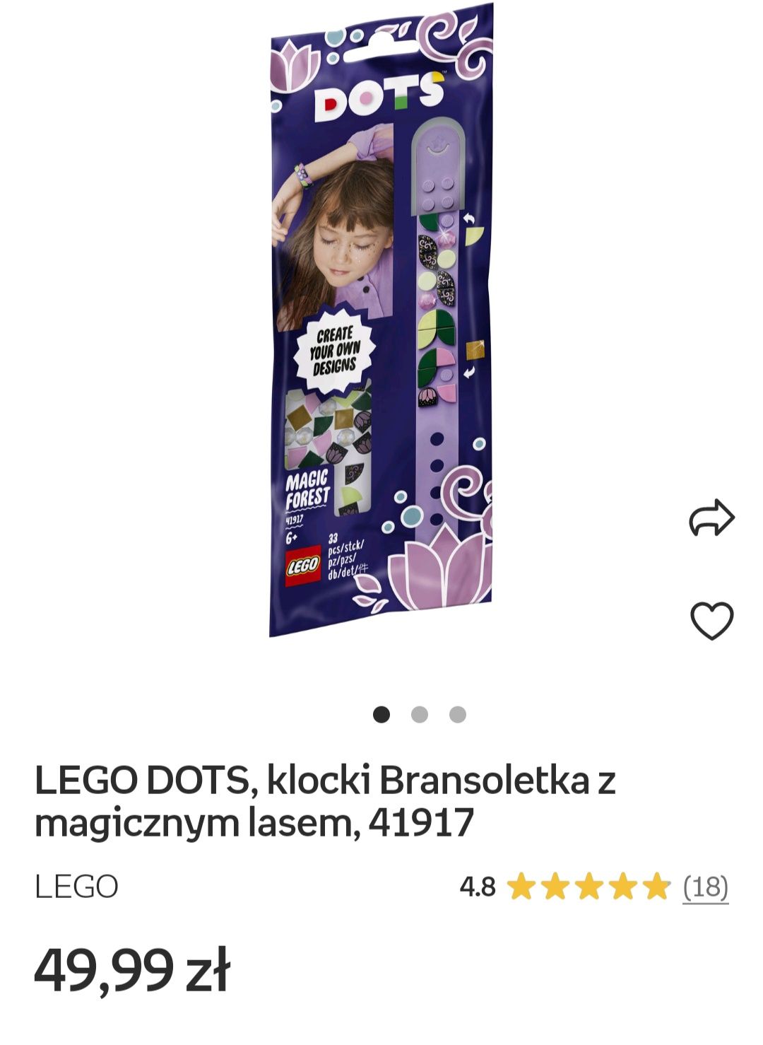 LEGO DOLS bransoletka, klocki z magicznym lasem, 41917