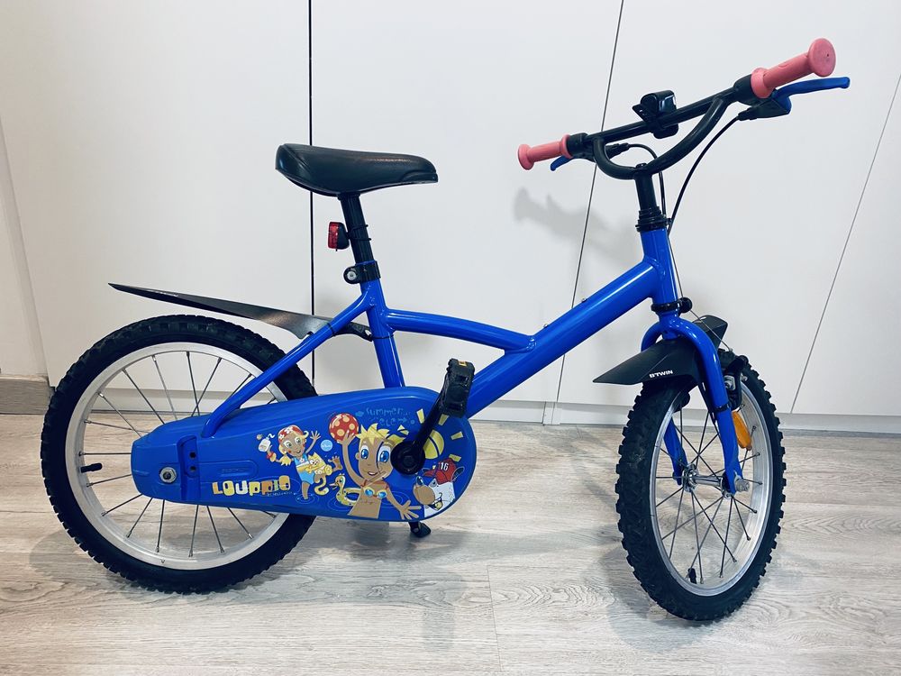 Bicicleta azul roda 16 com extras