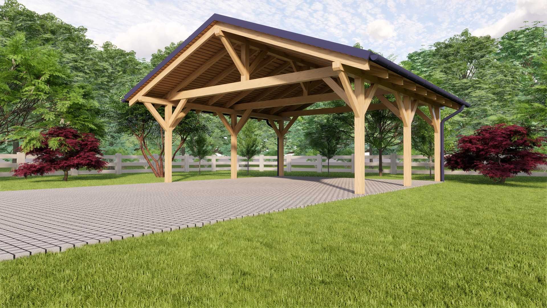 Konstrukcja wiaty dwuspadowej, Wiata samochodowa, Carport