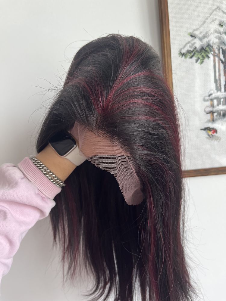 1 sztuka peruka pasemka włosy naturalne bardzo długa cieniowana