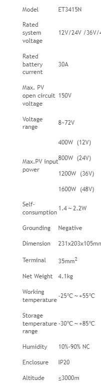 Kontroler ładowania sterownik EP Solar E-TRACER ET3415N